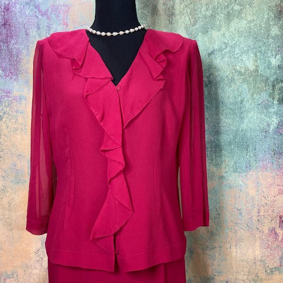 📌 cynthia howie Retro Silk Skirt Set Top & Skirt - Picture 4 of 15